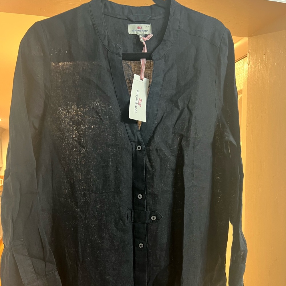 NWT vineyard vines black linen cover up - Picture 5 of 10